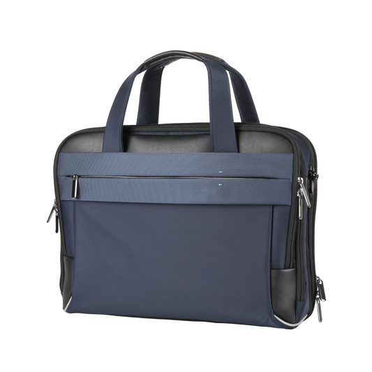 15.6-inch laptop briefcase bag, navy blue with front zip pocket and dual carry handles