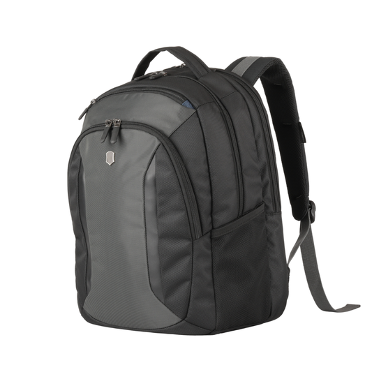 Multipurpose computer backpack with padded laptop compartment, dark gray, zip pockets