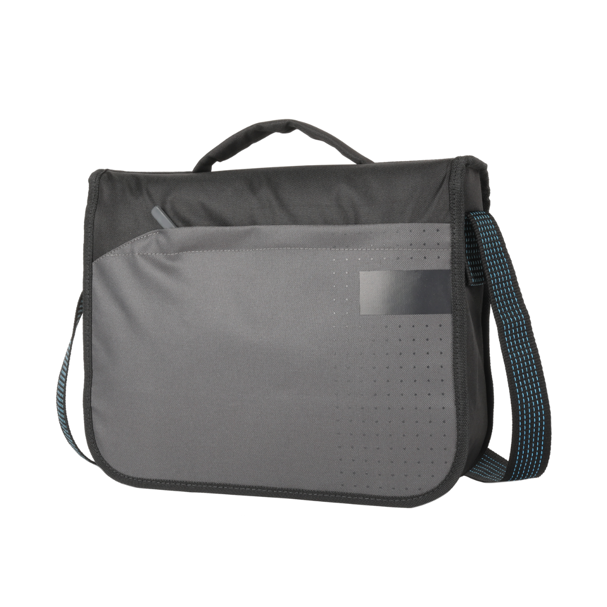 Gray medical device bag with top handle and front organizer pocket