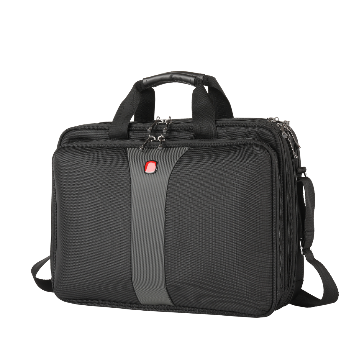 MAINFRAME 15.6-inch laptop briefcase bag, black with red accents and top handle
