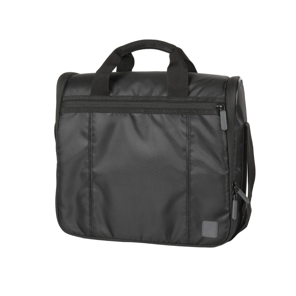 Medical device carrying bag with top handle, front zip pocket, and side zipper