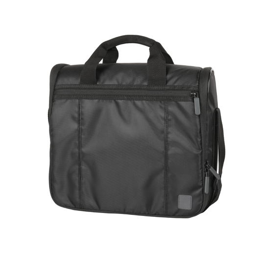 Medical device carrying bag with top handle, front zip pocket, and side zipper